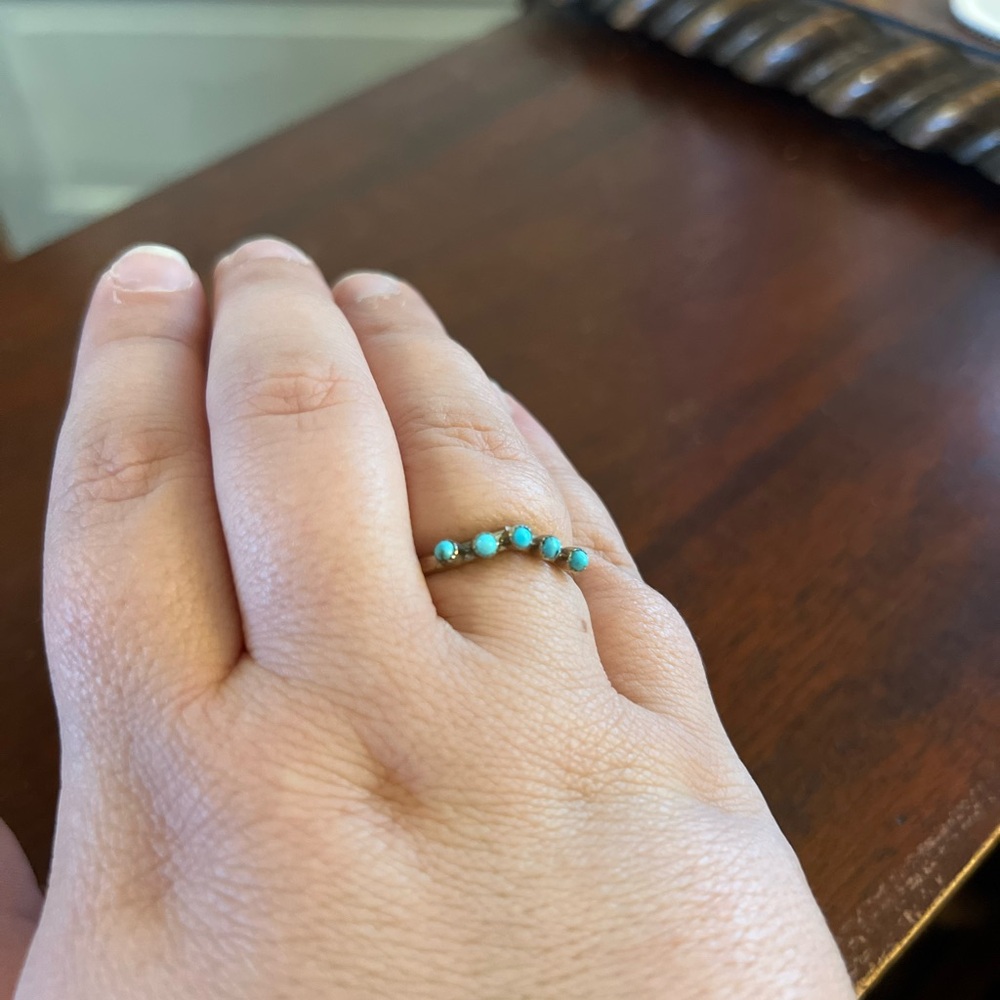 Silver And Turquoise Stacker Ring - image 2